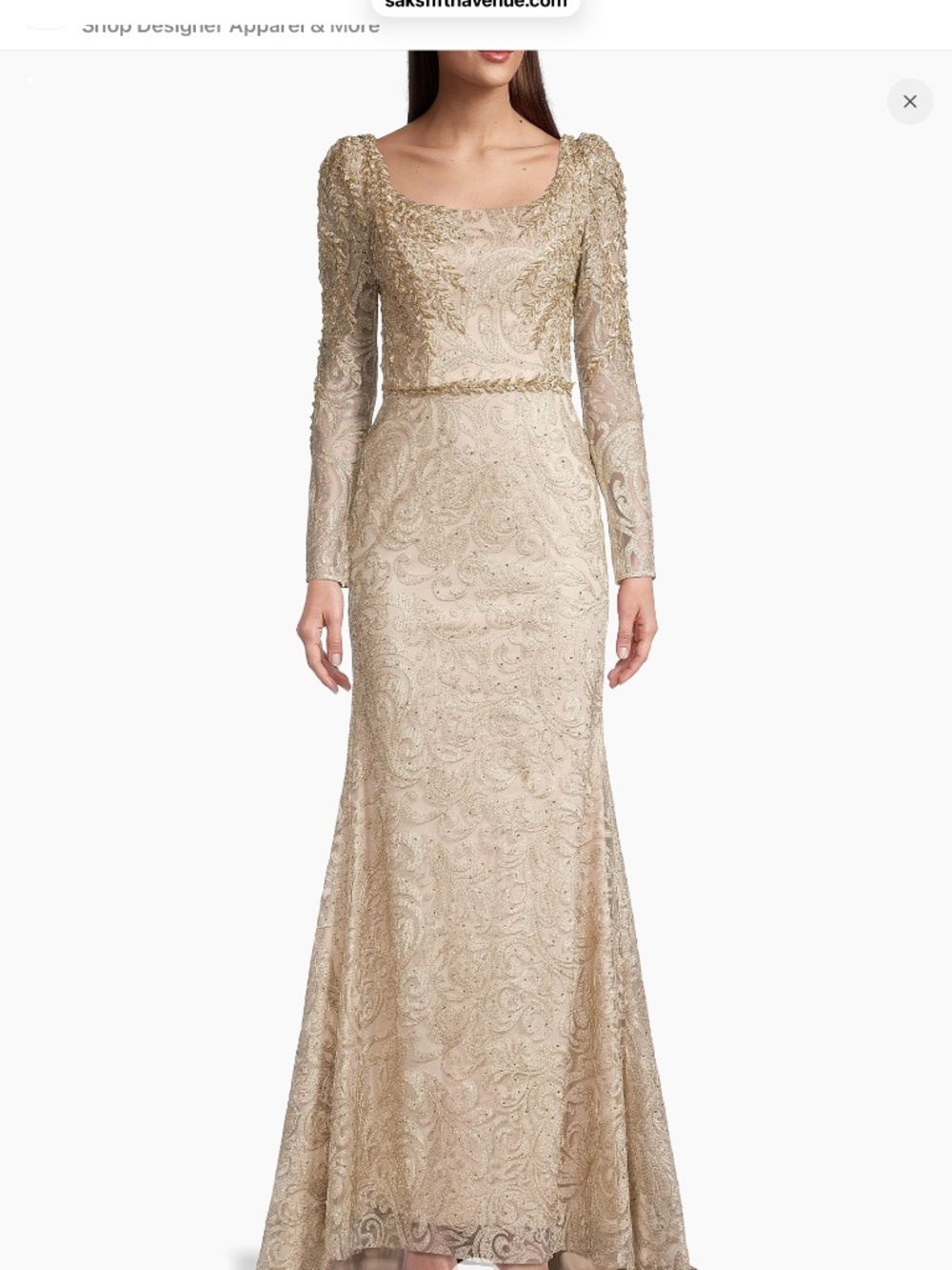 Mac Duggal  Beaded Lace A-Line Gown - Picture 2 of 13